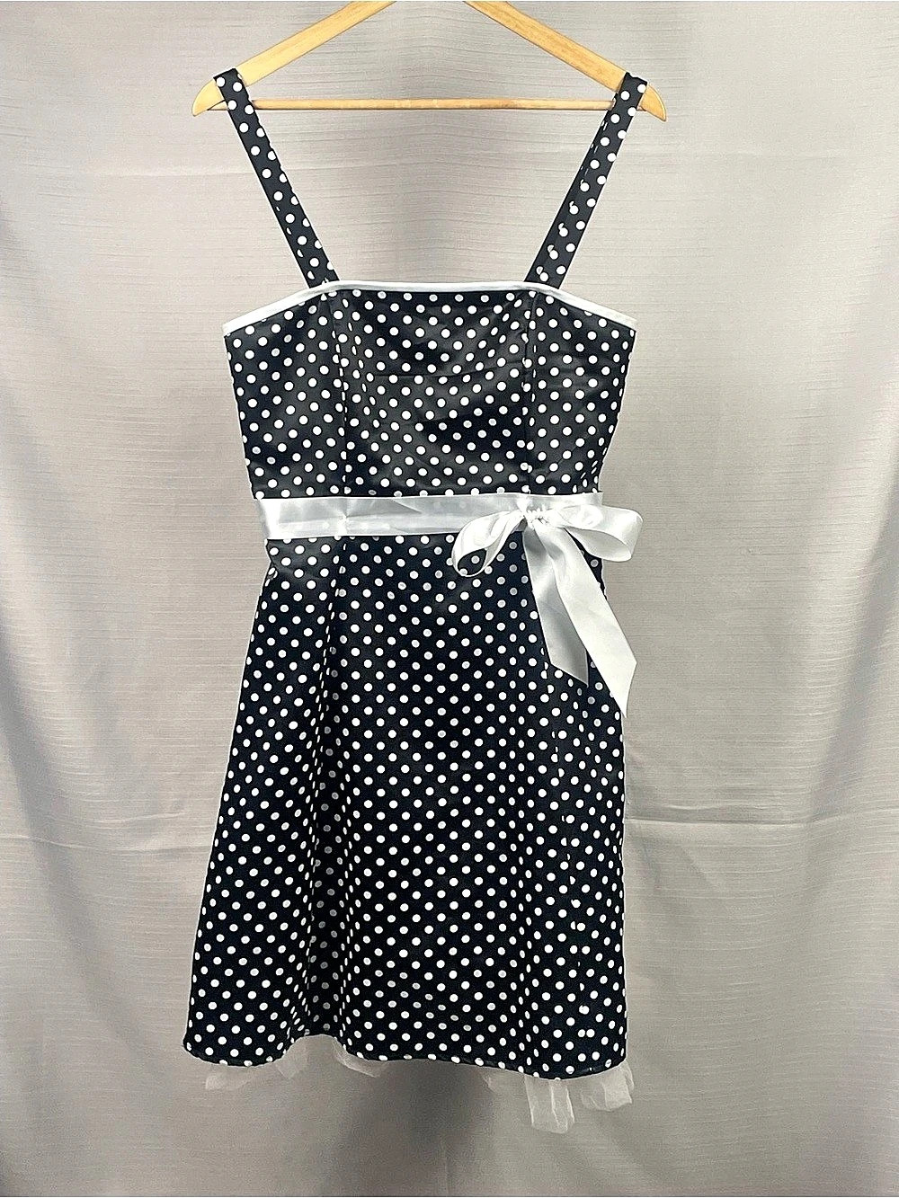 Jolie Black & White Polka Dot Rockabilly Swing Dress - Size 8